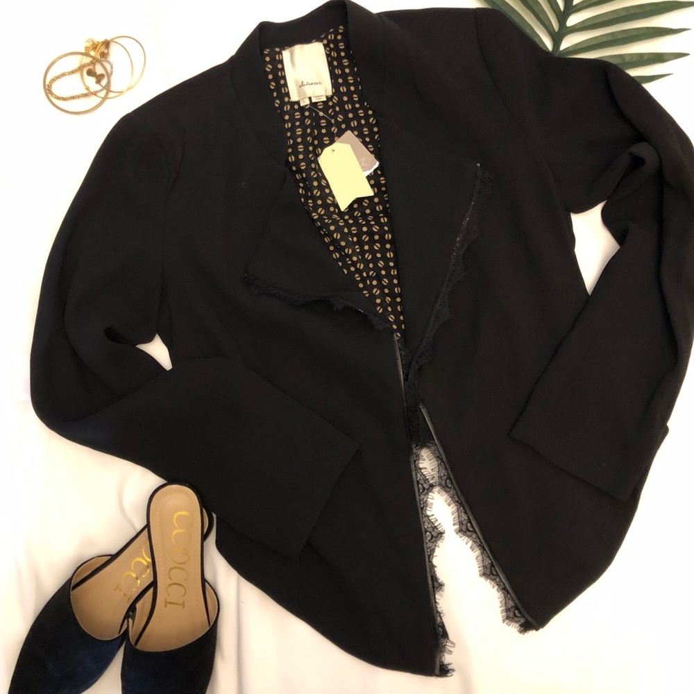 Anthropologie - Elevenses Black lace blazer